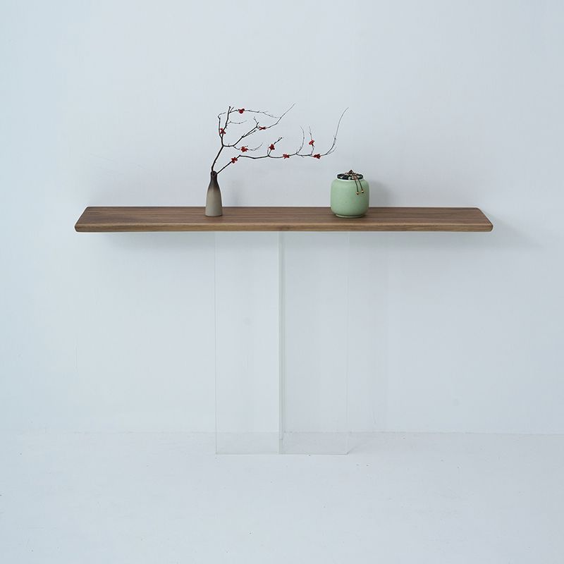 Contemporary Walnut Console Accent Table with Rectangle Top for Hall