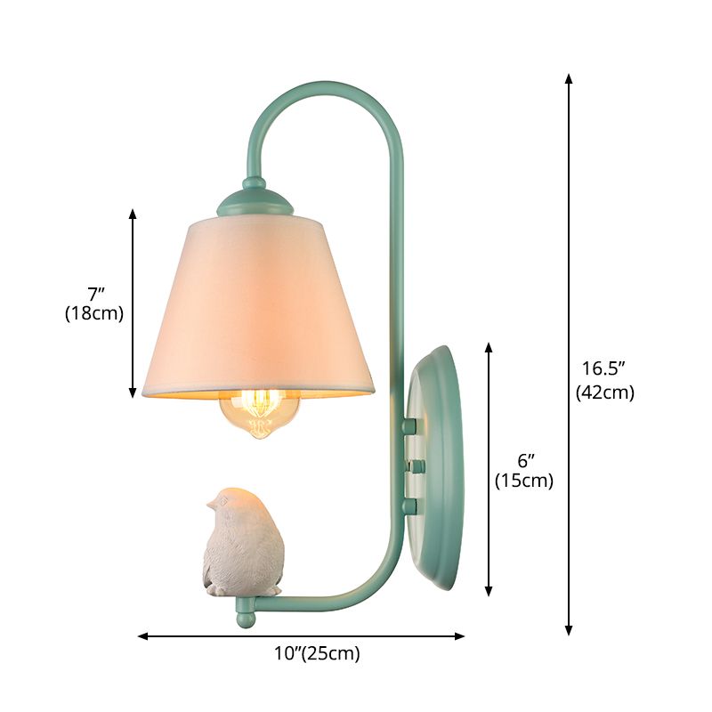 Tapered Shade Wall Light with Pigeon Deco 1 Head Metal Modern Style Sconce Light
