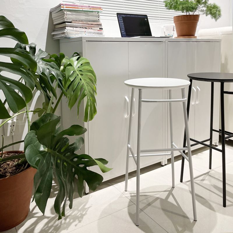 Contemporary Round Bar Stool Wooden Counter Bar Stool with Metal Legs