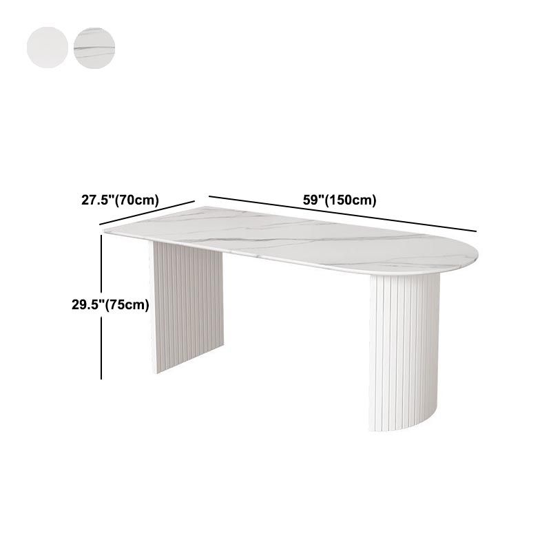 Contemporary White Stone Top Dinette Table White Base Dining Table for Living Room