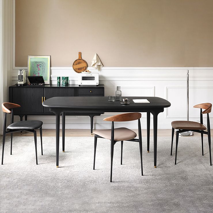 Industrial Upholstered Armless Chair Black Legs Kitchen Open Back Dining Chair
