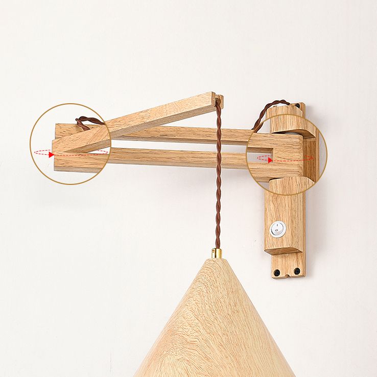 Cone Shape Wood Vanity Lamp Modern Style 1 Light Vanity Light Fixture