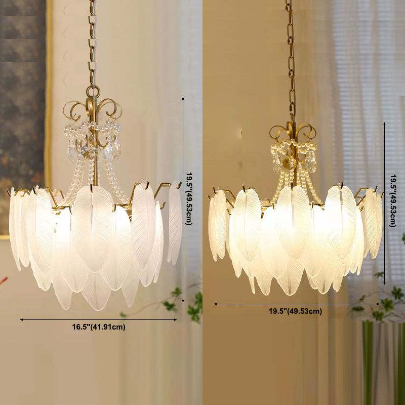 Luminaire de lustre en plumes