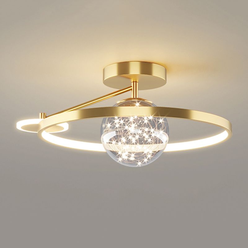 Round Shape LED Sky Star Ceiling Lamp Modern Iron 3 Lights Flush Mount for Dining Room