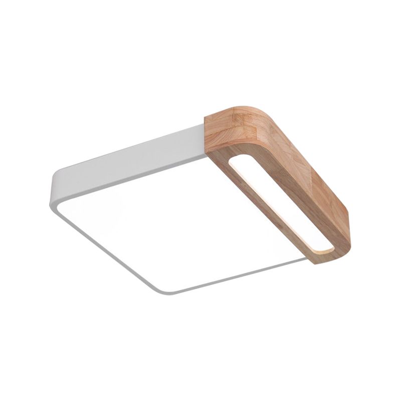 Plafonnier carré nordique en acrylique, plafonnier LED de 12/16 pouces de large, gris/blanc/rouge, avec protection en bois