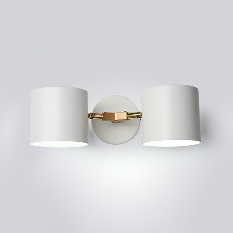 Lámpara de pared geométrica de luz de lectura de 2 cabezas nórdicas con sombra de metal para dormitorio