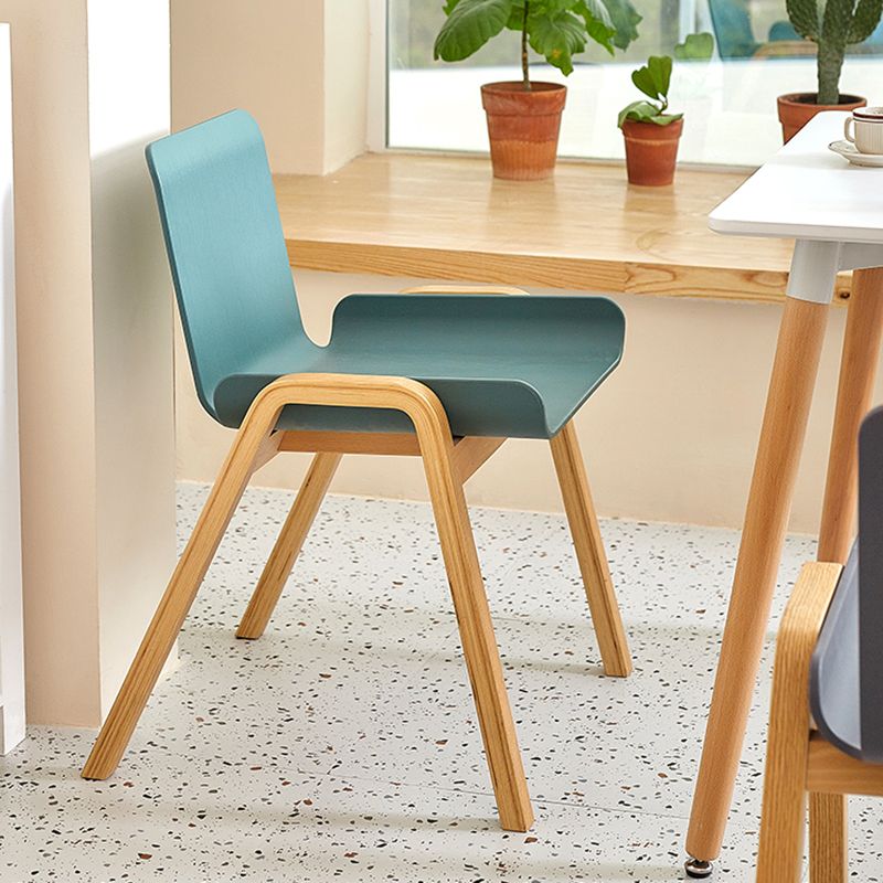 Silla de comedor de estilo moderno Silla auxiliar de cocina sin brazos con patas de madera
