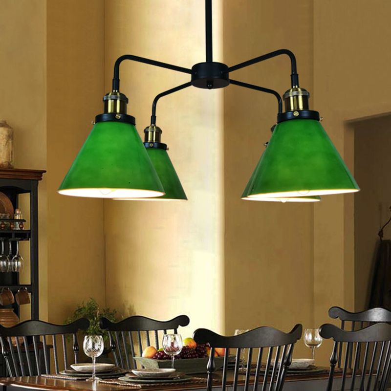 Lampadino in vetro verde chiaro vintage Lampone in vetro verde chiaro per sala da pranzo