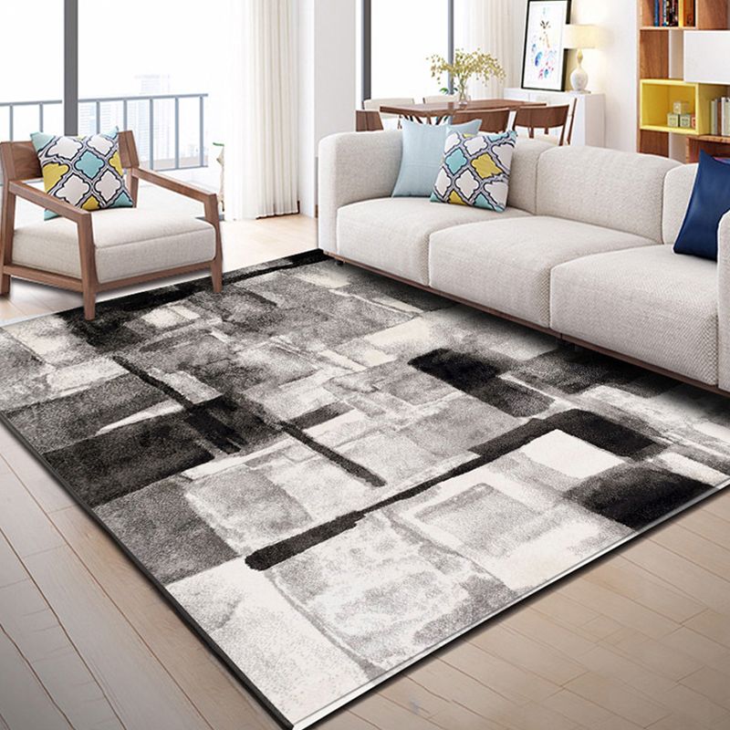 Modern Geo Pattern Rug Multi Colored Cotton Blend Area Carpet Non-Slip Pet Friendly Indoor Rug for Parlor