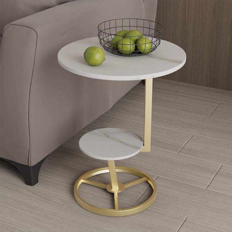 Modern Abstract Corner Table Round Slate Side End Table for Living Room