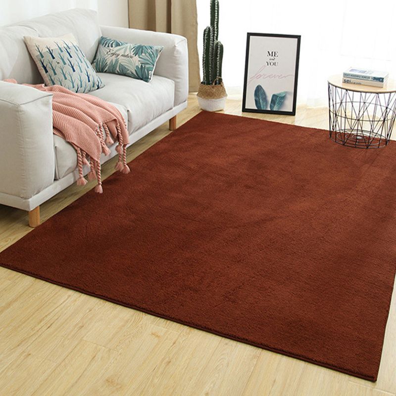 Round Area Carpet Living Room Solid Color Rug Non-Slip Backing Casual Polyster Indoor Rug