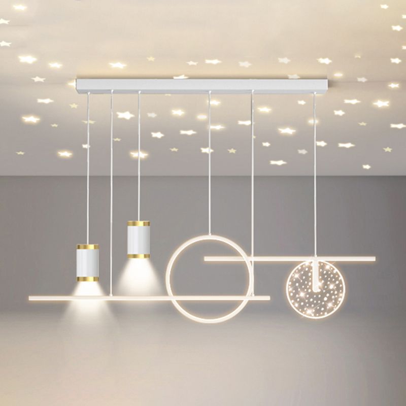 Modern Simple Metal Hanging Lamp Circle Shape Island Light Fixture for Living Room