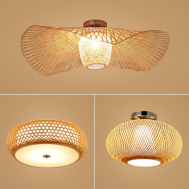 Mount semi-flustique moderne Light Bamboo Bamboo Beige Light