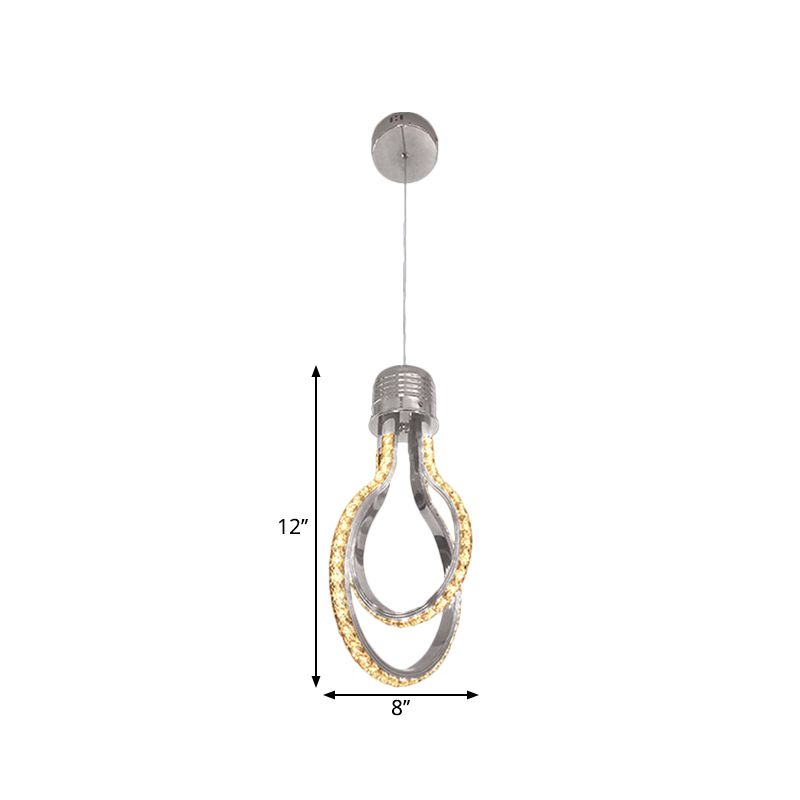 Lampachtig frame metalen hanglamp moderne LED chroom suspensieverlichting in warm/wit licht