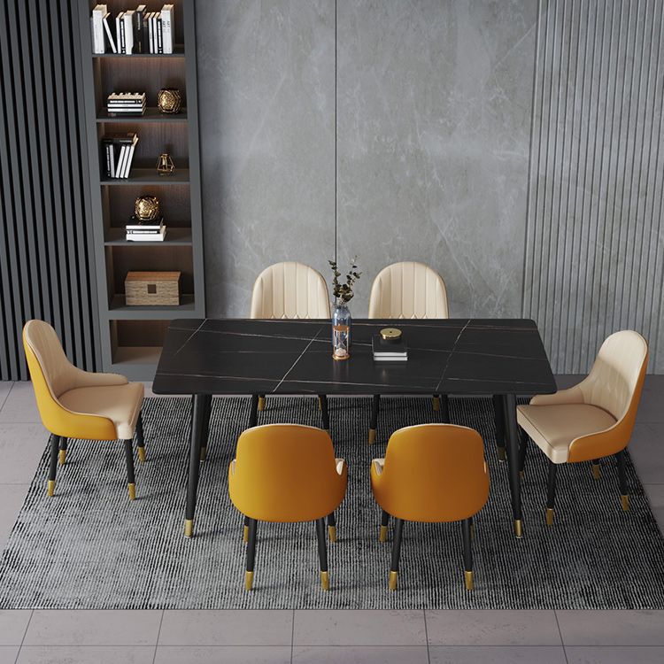 Rectangle Dining Table Stone Top Dining Table with Iron Base