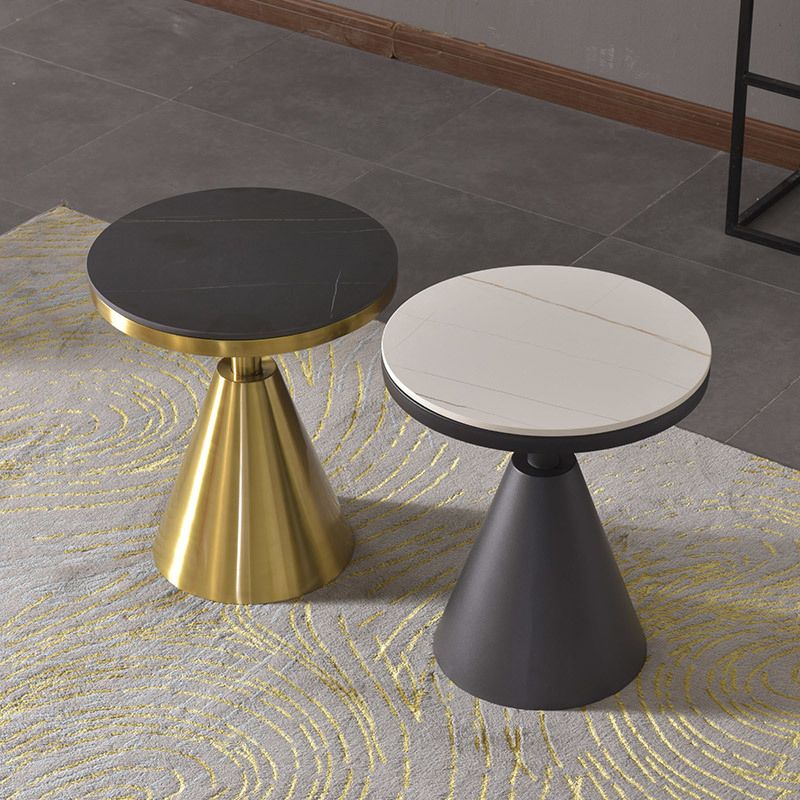 Pedestal Base Design Cocktail Table Marble Table Round Coffee Table with Metal Base