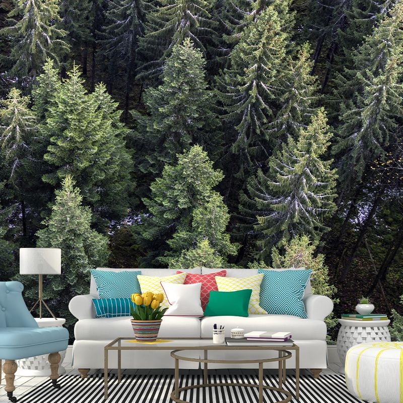 Nature Photography Style Forest Mural Wallpaper Mildew Resistant for Room
