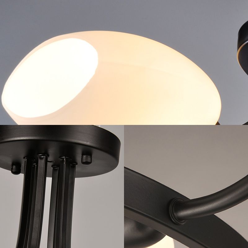 Blanc Orb Shade Semi Flushmount Light avec Orb Shade 6/8 Lumières Grossé plafond de plafond pour l'hôtel