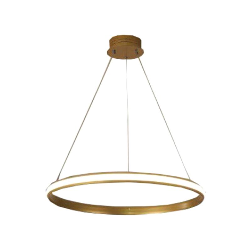 Luce a sospensione ad anello luminoso esterno Simplicità lampadario della hall in metallo in oro