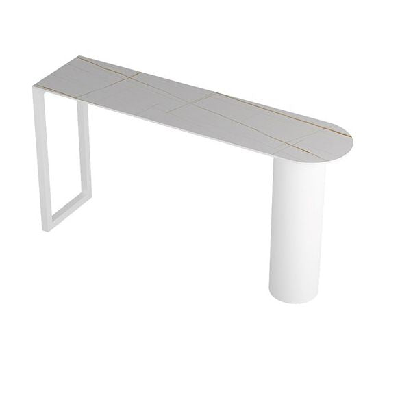 Cafe and Break-room Bistro Accent Dining Table Modern Stone Double Pedestal Counter Table