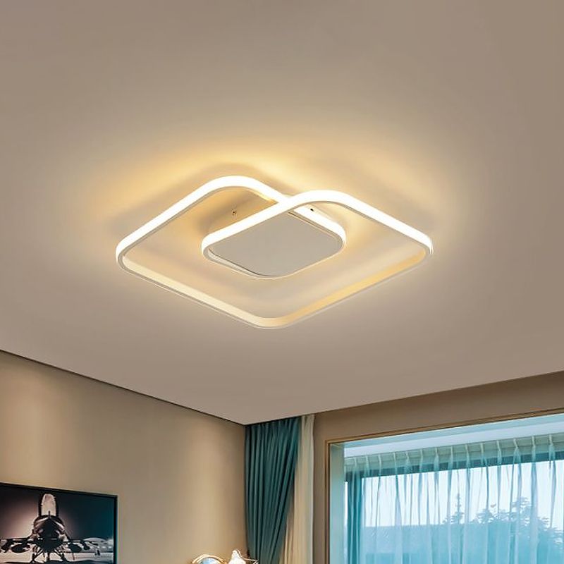 Plafonnier carré encastré contemporain acrylique blanc/noir/or plafonnier LED moderne pour chambre à coucher en blanc chaud/blanc