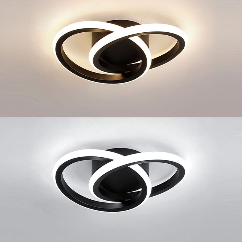 Round Shape Metal Flush Mount Light Modern Style 2 Lights Ceiling Mount Light