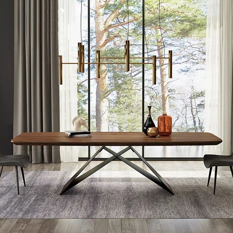 Industrial Dining Table with Solid Wood Top Rectangle Dining Table for Kitchen