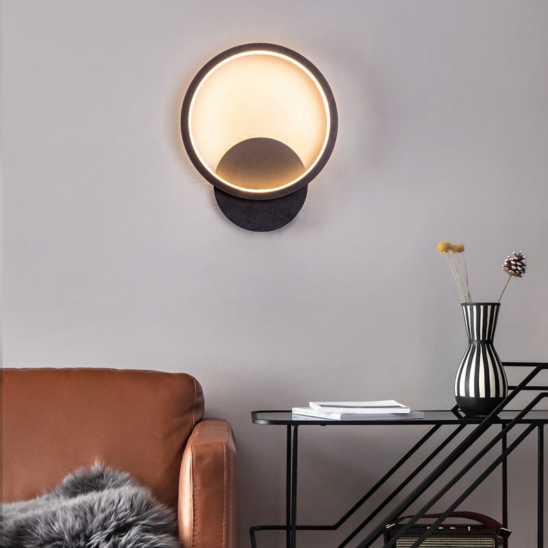 Modernism Single White/Black Wall Mounted Sconce Metal LED Wall Light