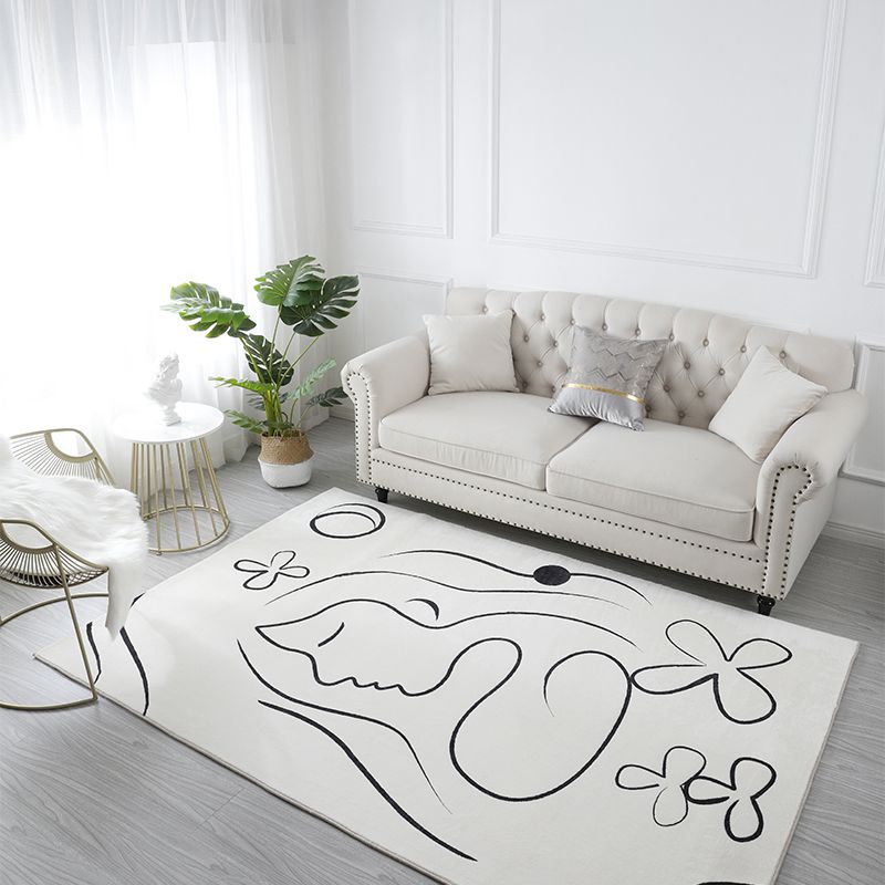 Wit Modern Tapsel Blending Bloem Tapijt Non-slip achterste tapijt voor woningdecoratie