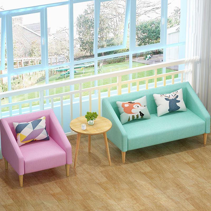 Contemporary Cotton Blend Faux Leather Sofa with Wooden Based