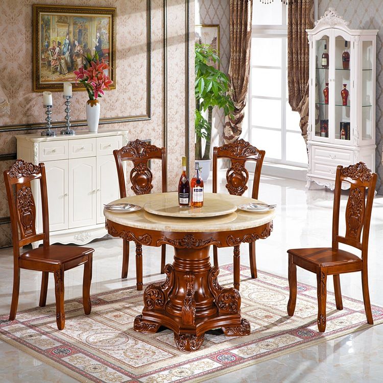 White Stone Top Dining Table Round Dining Table with Pedestal Base