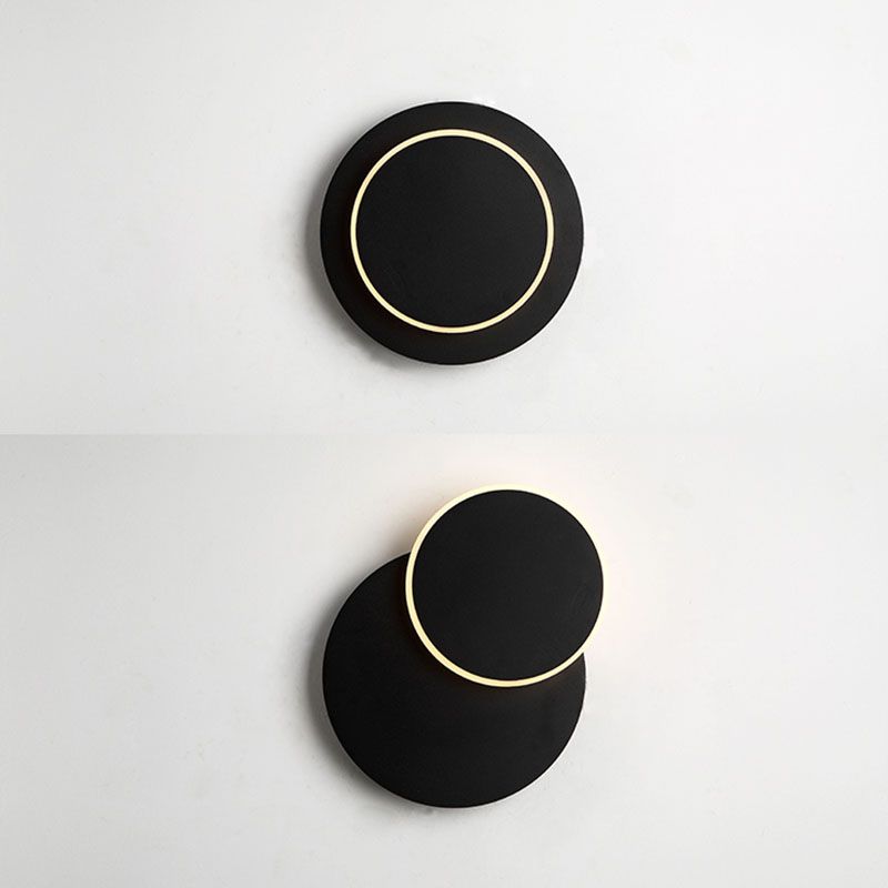 Lámpara de pared LED circular acrílica en estilo creativo moderno de hierro forjado aplastador de pared rotatable para dormitorio