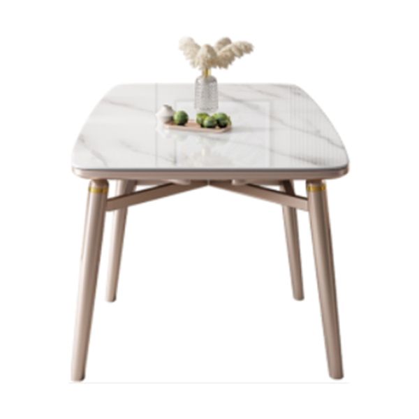 Foldable Stone Rectangle Dining Table Rubber Legs for Dining Room