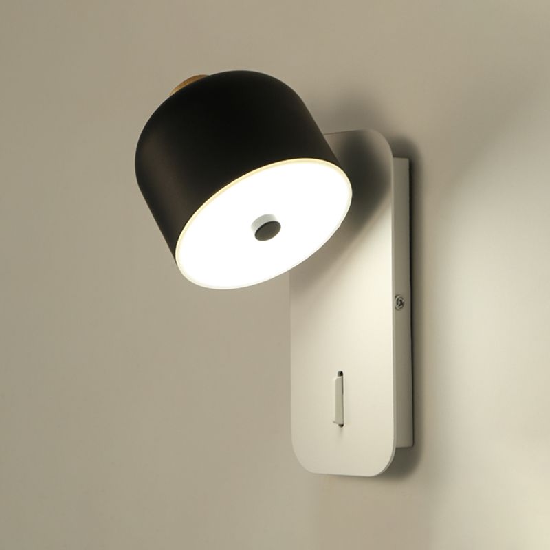 Modern Simple Iron Wall Light Cylinder Shape Rotatable Wall Lamp for Bedroom