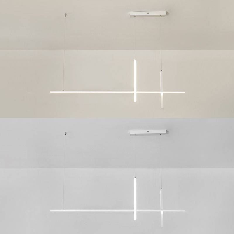 Luci d'isola lineare Luce a soffitto dell'isola metallica contemporanea in finitura bianca