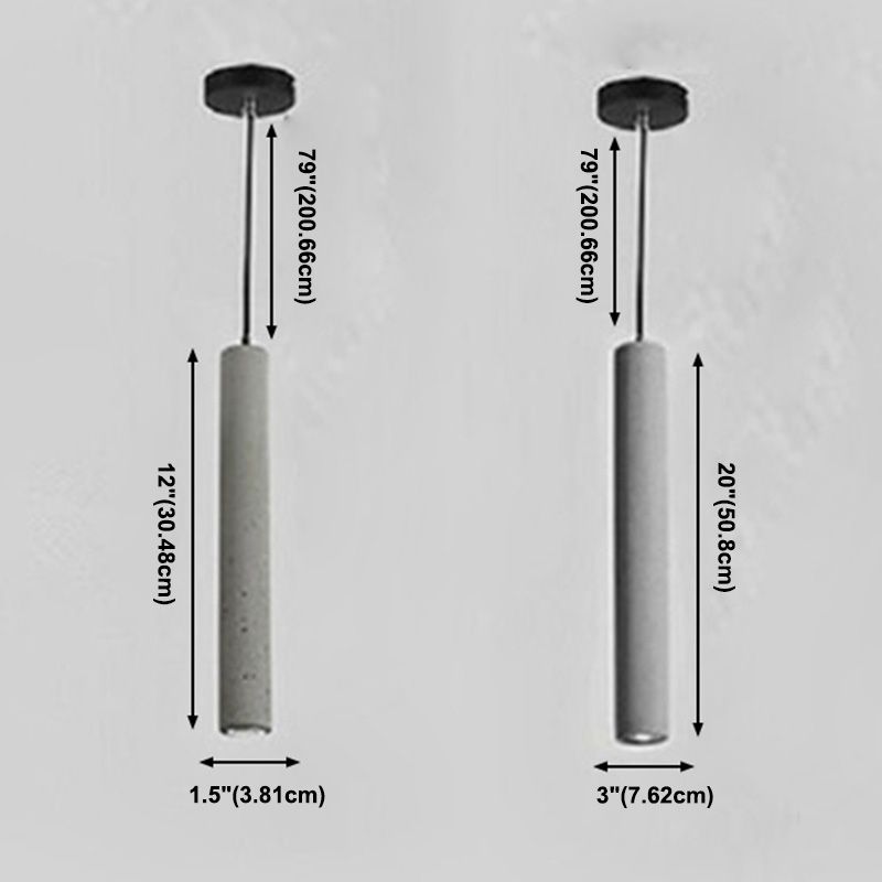 Cement Cylinder LED Track Light Nordic Style 1-LED Pendant Lighting in Gray for Kitchen Island