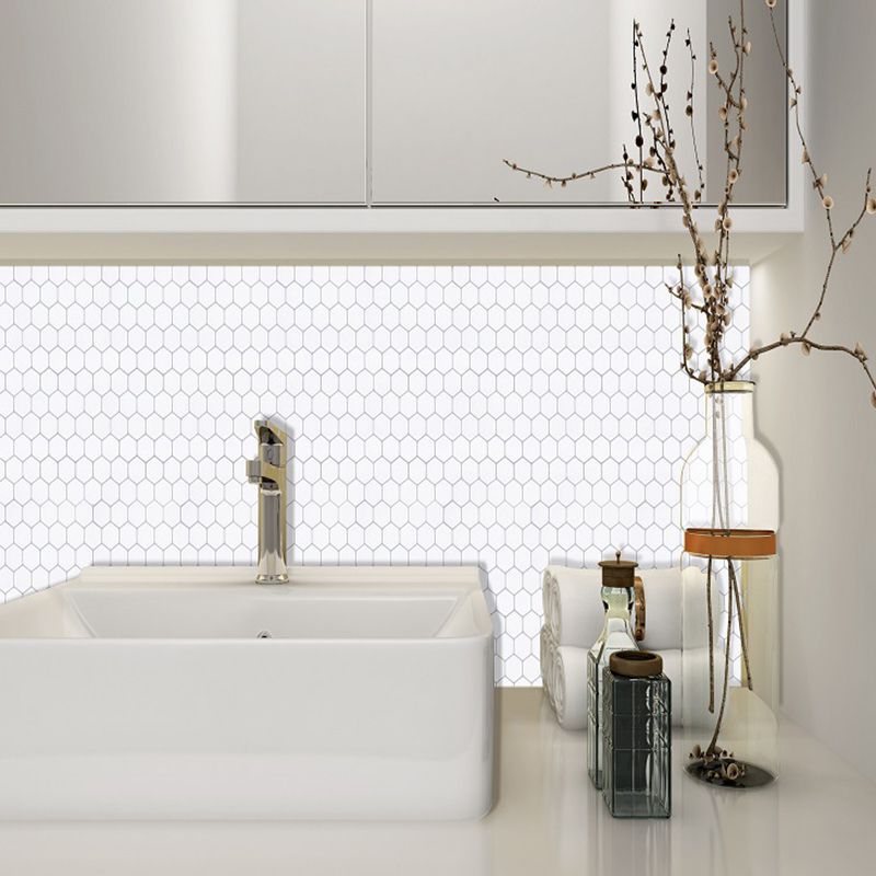 Geometry Hexagon Wallpaper Panel Set Modern PVC Stick Wall Covering in Light Color