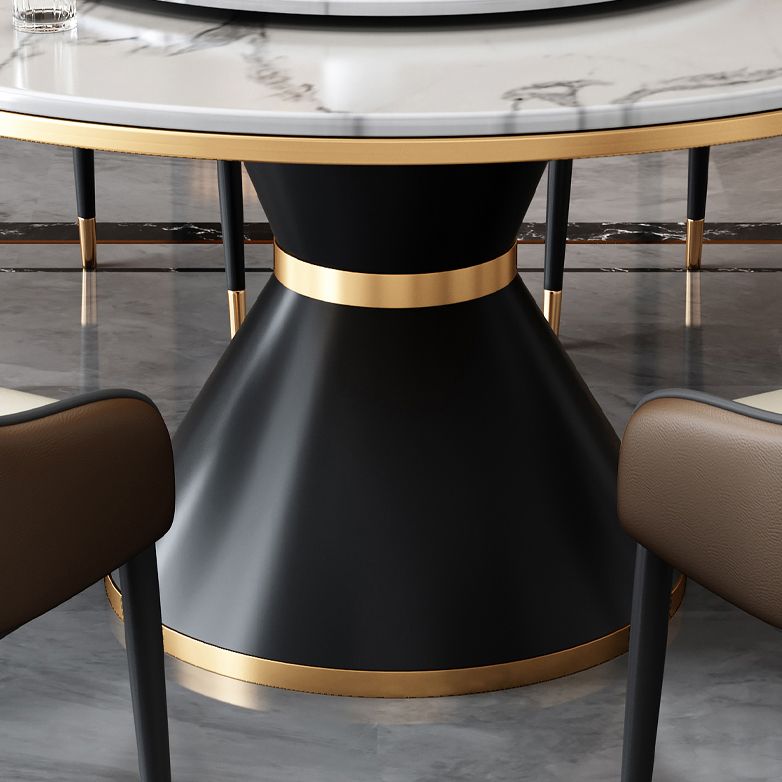 Glam Standard Marble Dining Table Round Shape Kitchen Dining Table with Pedestal Base