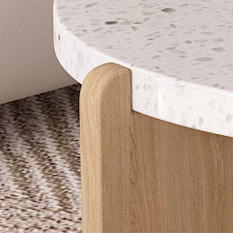 14"H Contemporary Coffee Table 3 Legs Round White Coffee Cocktail Table