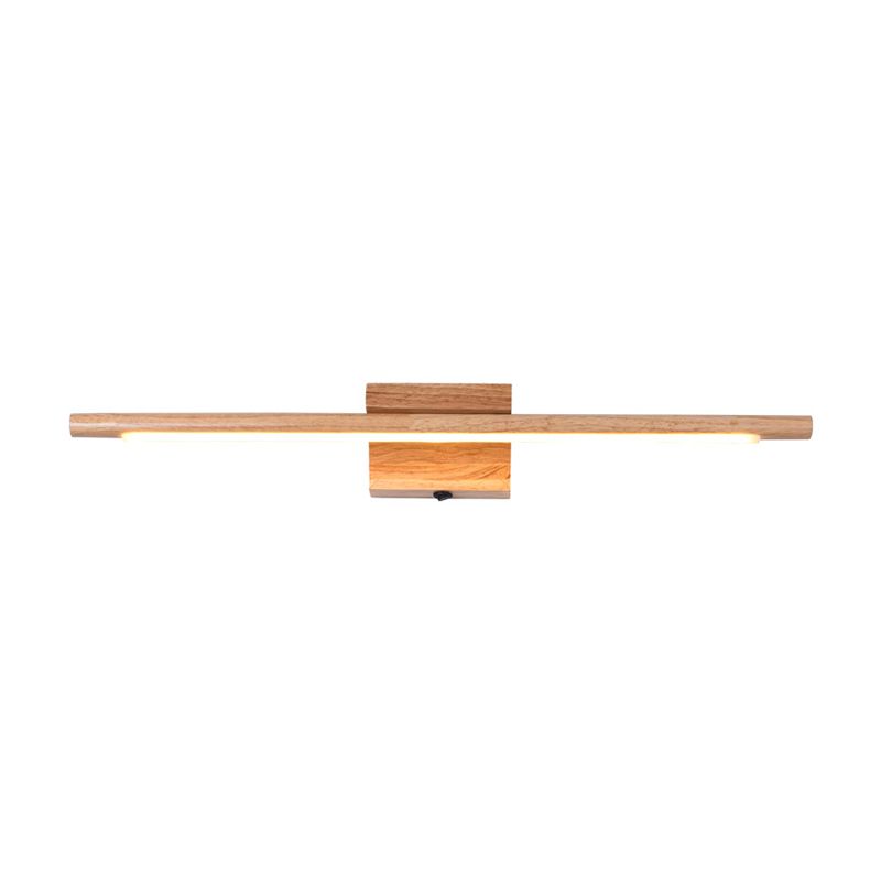 Slim Wood Vanity Sconce Lamp Modernist Led Beige Wall Mounted Light Fixture in White/Warm Light