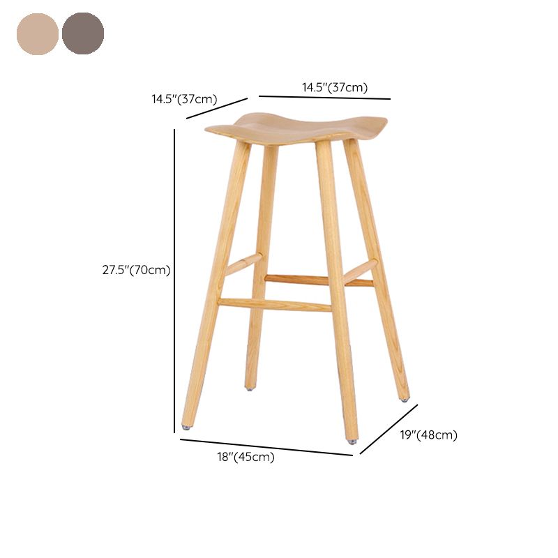 Contemporary 27.5-inch Ash Solid Wood Bar Stool with Footrest