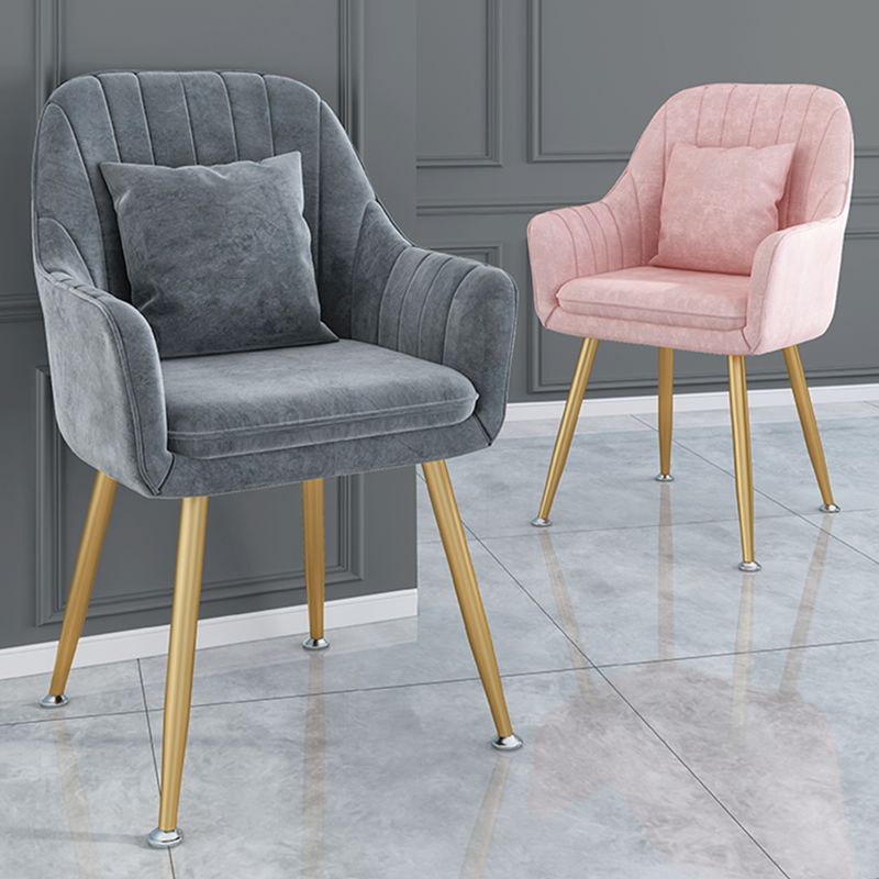 Scandinavian Style Metal Dining Chair Bedroom Solid Back Dining Arm Chairs