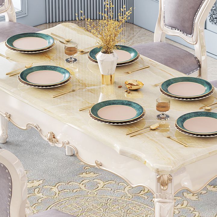 Rectangle Shape White Tone Dining Table Victoria 4 Legs Table for Dining Room
