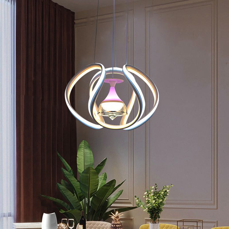 Apparecchiatura moderna per il soffitto delle onde per la sala da pranzo acrilica LED LED LED ALIMINE in bianco con tazza di vino all'interno
