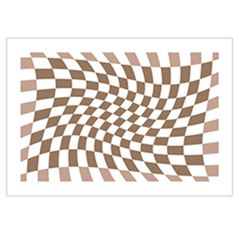 Light Color Modern Indoor Rug Polyester Tartan Print Carpet Anti-Slip Backing Rug for Home Decor