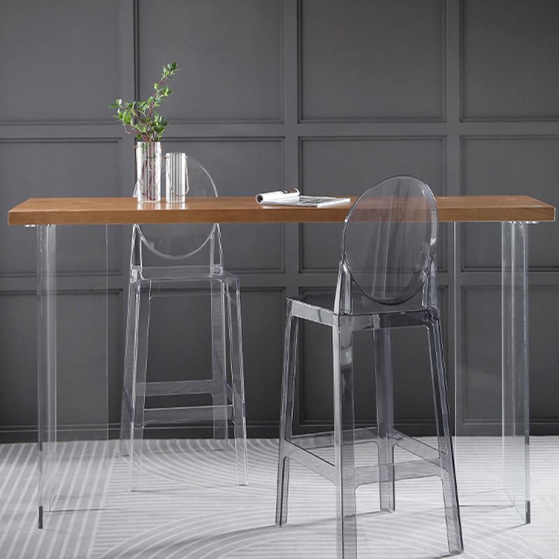 Contemporary Style Solid Wood Top Dining Table with Acrylic Base