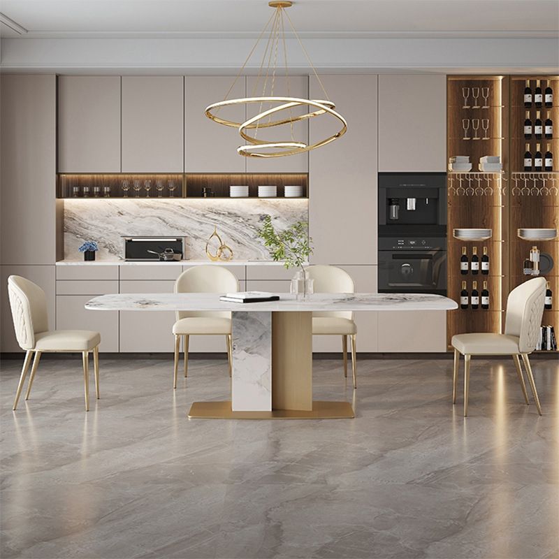 Luxury Sintered Stone Top Dining Set Rectangle 1/2/5/7 Pieces Kitchen Table with Chairs