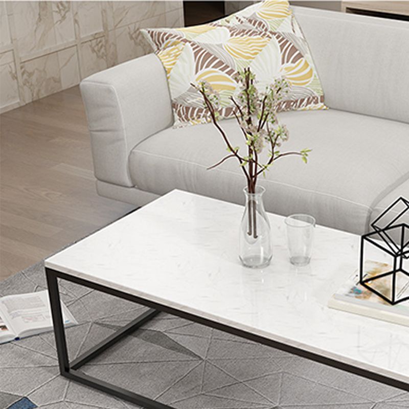 Stone Rectangular Coffee Table and Frame Coffee Table Glam Style