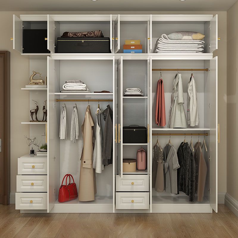 Manufactured Wood White Wardrobe for Home Modern Cabinet with Drawers