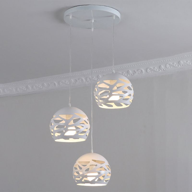 Ronde 3 lichte cluster hanger moderne stijl metalen eetkamer hangend lichtarmatuur in wit